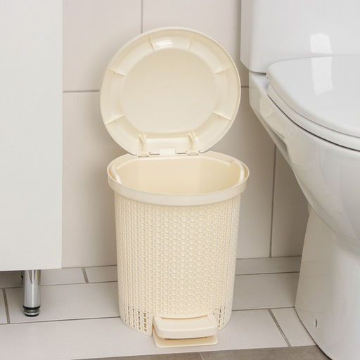 Ведро для мусора с педалью, 6 л, айвори