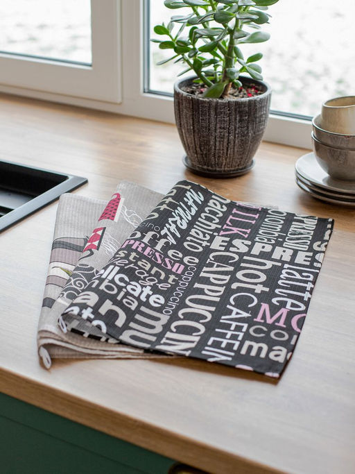 Комплект вафельных полотенец 48*60 см, 3 штуки (Мокко, черный) - Ивановотекстиль фото 2