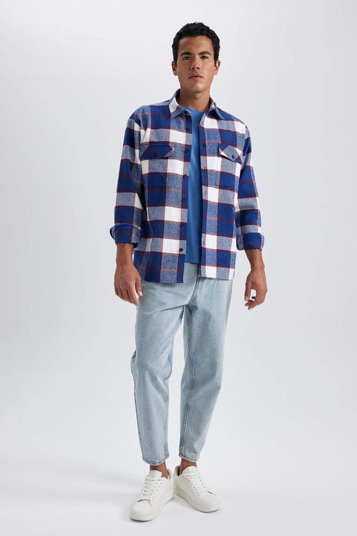 Рубашка Relax Fit в клетку с длинным рукавом Lumberjack - Defacto фото 2