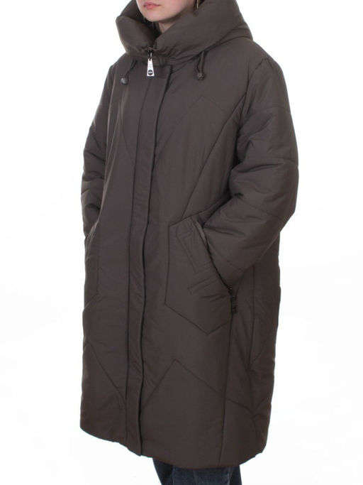 A618 GRAY/BROWN Пальто зимнее женское (верблюжья шерсть, 120 гр. холлофайбер)
