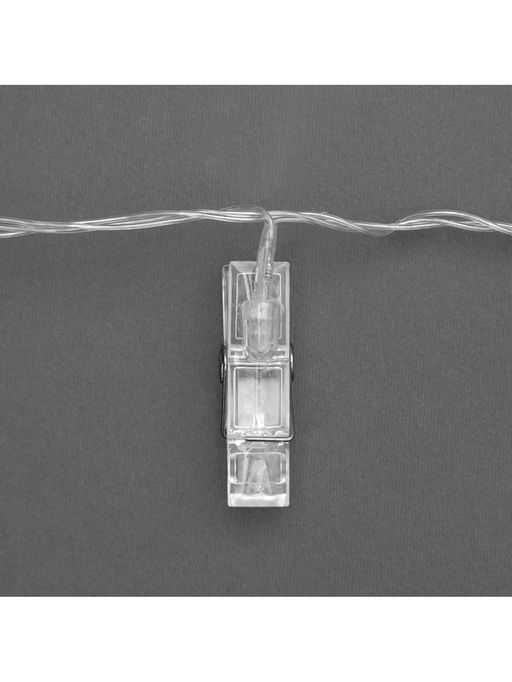 Гирлянда «Нить» 5 м с насадками «Прищепки», IP20, прозрачная нить, 30 LED, свечение тёплое белое, 8 режимов, 220 В