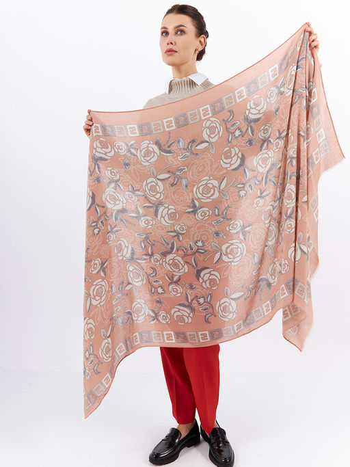 Большой, мягкий, тонкий и очень нежный двусторонний палантин с рисунком. - Tantino фото 9