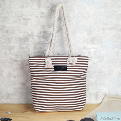 Сумка пляжная на молнии 34x32x9 см / JN002/4 /уп 1/50/коричневая