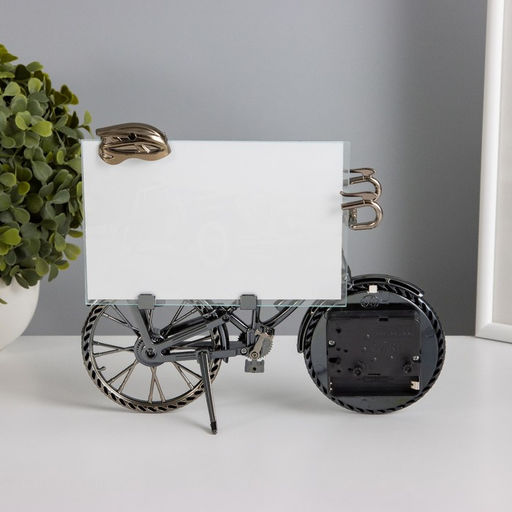 Фоторамка для фото 10×15 см с часами «Велосипед», пластик, 18×22 см