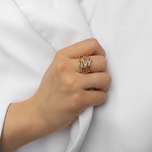 Кольцо металл Тренд тройное переплетение, цвет золото, размер 17 - Qf фото 4