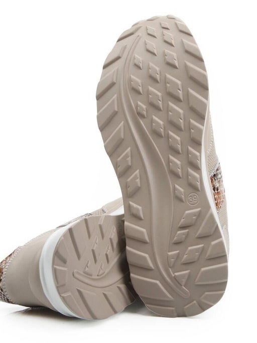 03-C129-2 BEIGE Кроссовки женские (натуральная кожа)