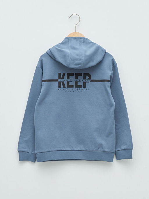 Kap??onlu Bask?l? Uzun Kollu Erkek ?ocuk Sweatshirt - Waikiki фото 2
