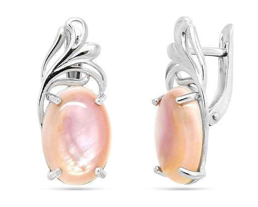 Серьги из серебра перламутр розовый, СПН4050