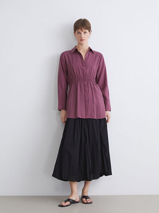 Oversize Modal Kar???ml? Kad?n G?mlek Tunik