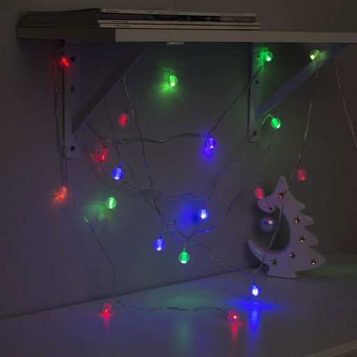 Гирлянда Нить 5 м с насадками Шарики льда, IP20, прозрачная нить, 20 LED, свечение мульти (RG/RB), мигание, 220 В - Luazon lighting фото 4
