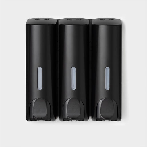 Диспенсер для мыла SAVANNA, механический, 3 отсека по 350 мл, шампунь, кондиционер, гель, чёрный фото 3