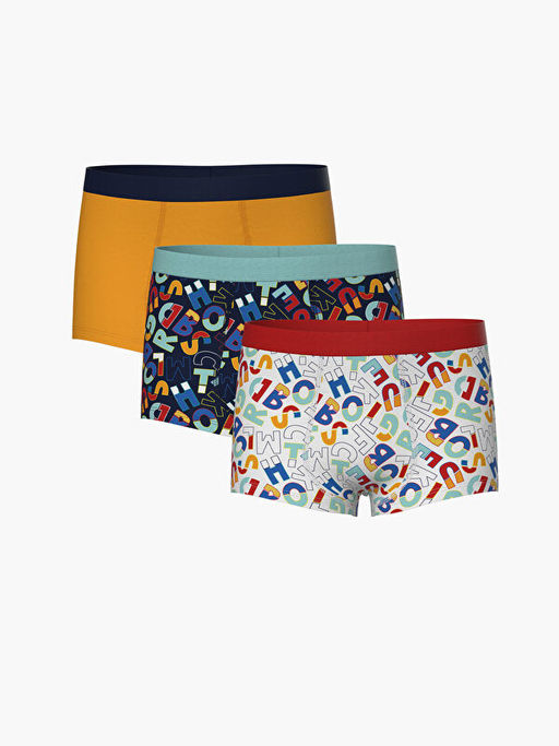 Bask?l? Erkek ?ocuk Boxer 3l?
