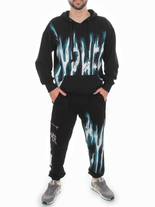 2627/7350 BLACK/BLUE Костюм спортивный мужской (75% хлопок, 20% полиэстер, 5% спандекс)