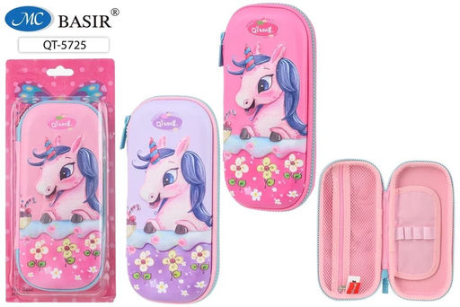 Пенал-футляр Basir "Единорог" 225*100мм (QT-5725) пластик, с объемным рисунком, цвет в ассорт.