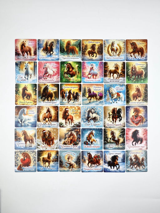 Магниты новогодние «Лошадь», 7×7 см, набор 36 шт., полимер