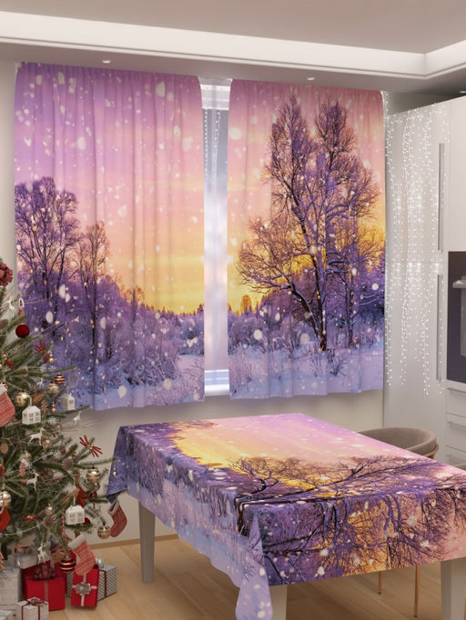 Фотошторы для кухни Новогодняя коллекция 184 Скатерть 145*200