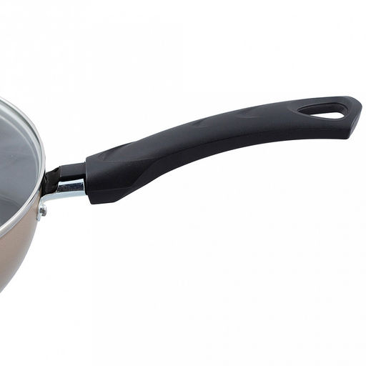 "Sandy " Сотейник с антипригарным покрытием д26см, h6,5см, s1,8мм, бакелитовая ручка, стеклянная крышка (Россия)