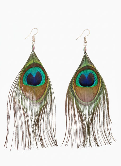 Серьги «Павлин», 5×12 см, разноцветные