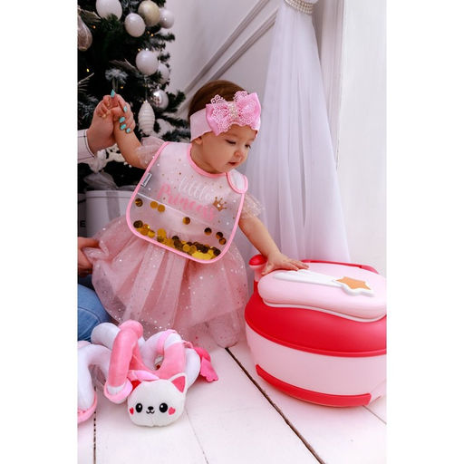 Нагрудник для кормления M&B «Little» непромокаемый на липучке, внутри с конфетти, виды МИКС