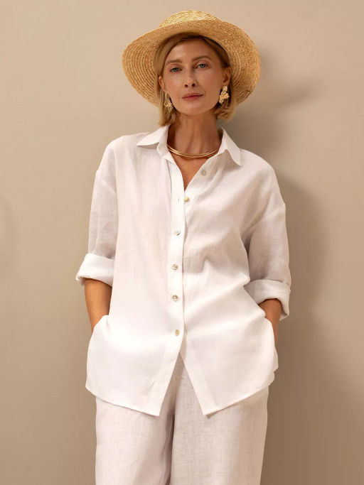 Рубашка женская Лён Белый - Modamica фото 6