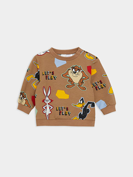 Bisiklet Yaka Looney Tunes Bask?l? Erkek Bebek Sweatshirt ve E?ofman Alt? 2li Tak?m - Waikiki фото 2
