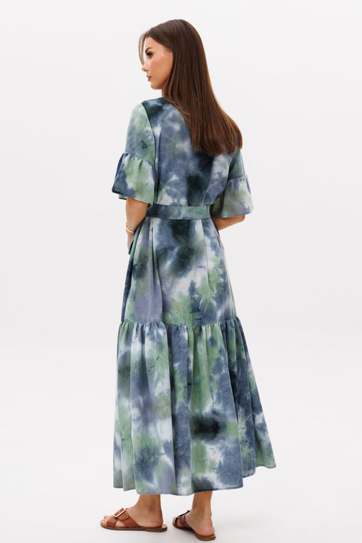 Платье Lars Style 1108 изумрудный мульти-принт