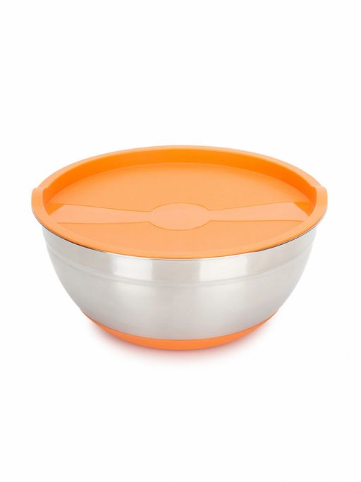 Набор стальных мисок MIX&STORE 3шт, 1.5л+2.4л+3.7л с крышками, силиконовое дно - Attribute фото 7