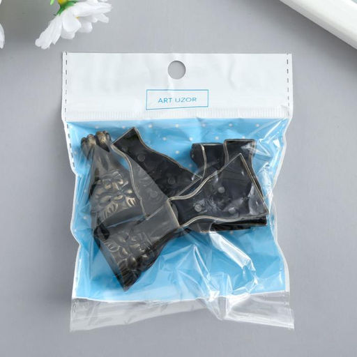 Цена за 6 шт. Уголок (ножка) для шкатулки металл Маска бронза 3,7х2,9 см - Арт узор фото 3