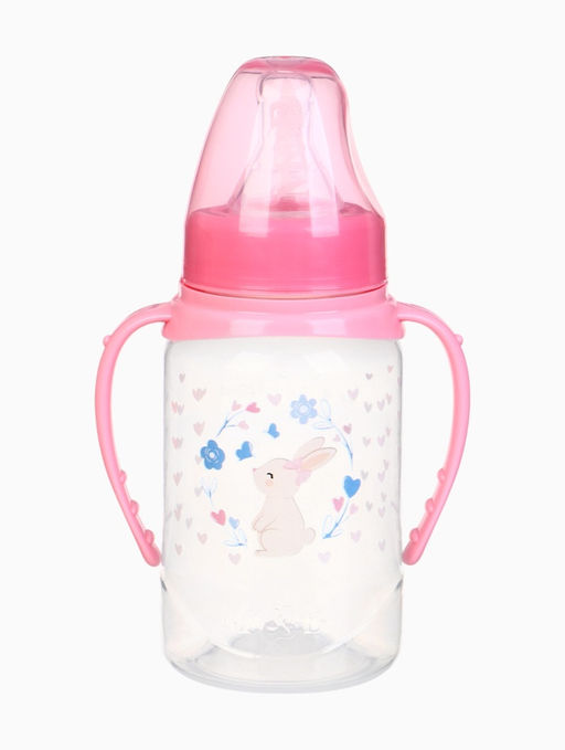 Бутылочка для кормления малыша M&B «Доченька», классическое горло, с ручками, от 0 мес., 150 мл., розовый