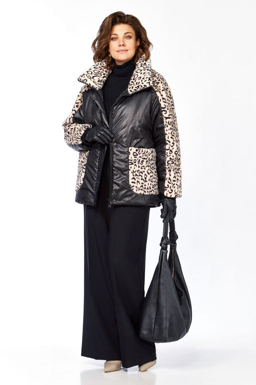 Куртка LADY SECRET 7294 черный/леопардовый мех