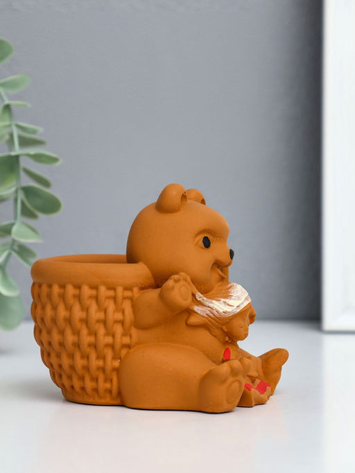 Подставка для мелочей Медведь с корзинкой, 9?10?8 см, гипс, коричневый