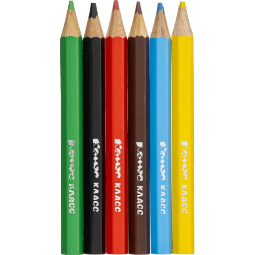 Цена за 2 шт. Карандаши цветные 6цв/наб6-гран Комус Класс ColorPics коротк,88мм