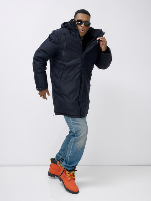 Парка мужская зимняя удлиненная темно-синего цвета 8385TS