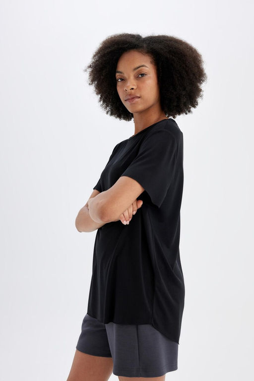 DeFactoFit Спортивная футболка Oversize с круглым вырезом и короткими рукавами из модала  фото 13