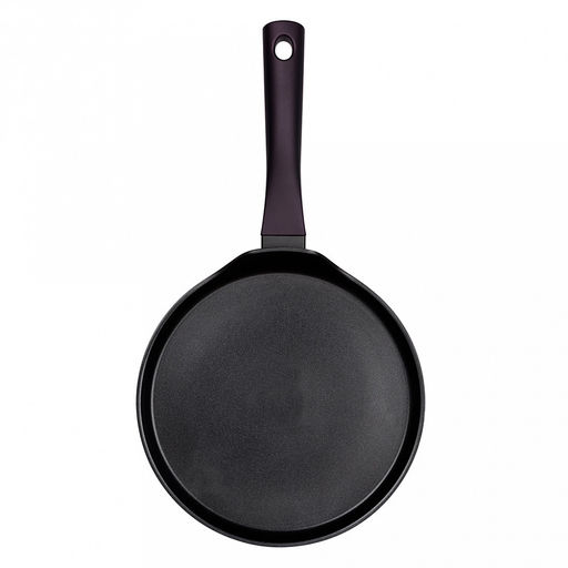 Сковорода блинная с антипригарным покрытием д24см "Аспайр", h1,7см, s3мм, дно д22,4см, s3,3мм, кованый алюминий, бакелитовая ручка с покрытием "soft-touch", темно-фиолетовый, "TalleR" (Китай) Подходит для всех видов плит, включая индукционную.