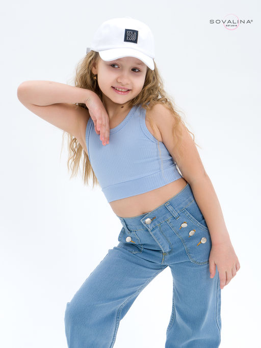 Кроп-топ лапша голубой - Sovalina фото 5