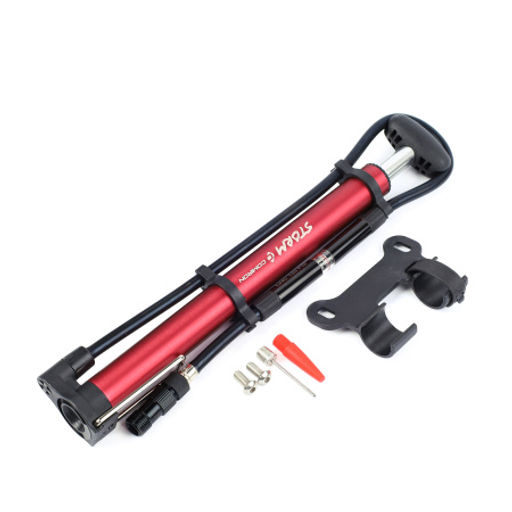 Насос для велосипеда ручной COMIRON STORM, алюминиевый цилиндр стальная складная ножка ручка и основание литой пластик Presta-Schrader, 11 бар /уп 50/ - Галеонтрейд фото 3