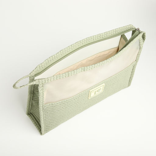 Косметичка на молнии, треугольная, с сеткой, зелёная - Simaland фото 3