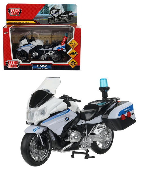 Технопарк. Мотоцикл "BMW R1200 RT. ДПС" 13 см,мет.,свет-звук,подвиж дет,белый арт.R1200-13SLPOL-WH