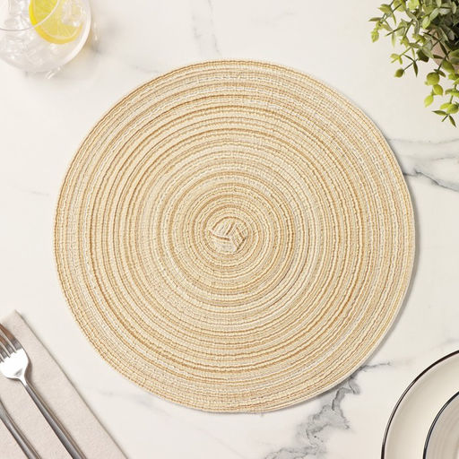 Салфетка сервировочная на стол Доляна Дуо, d=30 см, цвет бежевый  фото 2