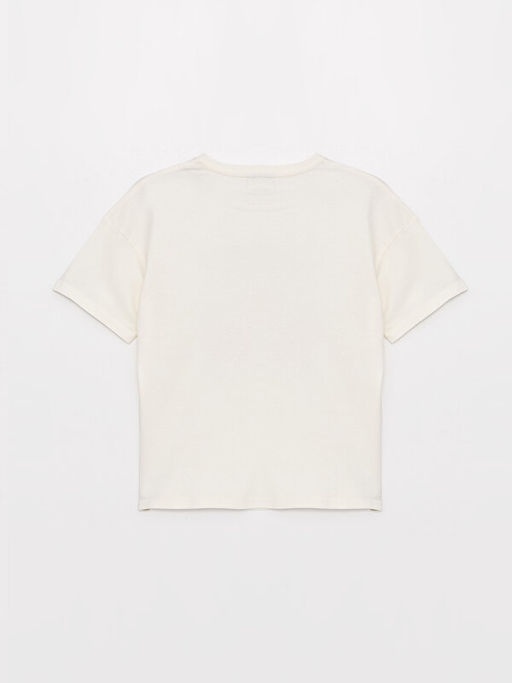 Bisiklet Yaka Bask?l? K?sa Kollu K?z ?ocuk Ti??rt ve Pantolon - Waikiki фото 3