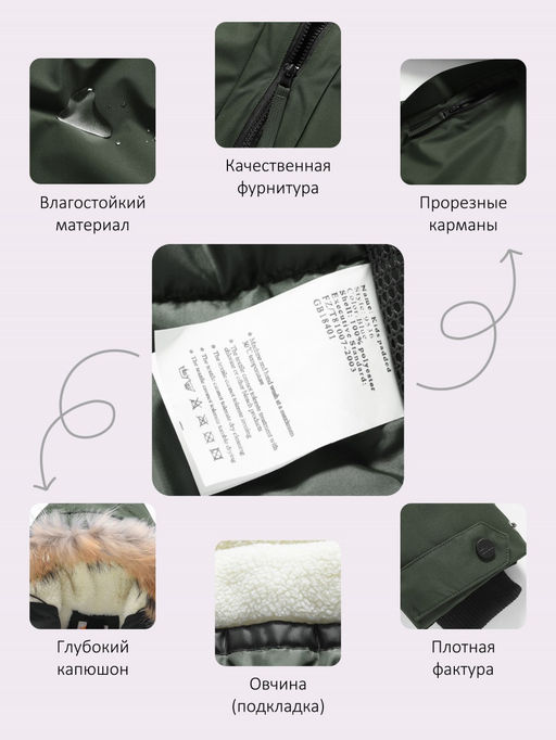 Парка зимняя подростковая для девочки с капюшоном и мехом темно-зеленого цвета 9536TZ - Valianly фото 6