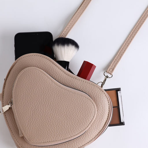 Сумка женская кросс-боди на молнии, в форме сердца, 20×5×16 см, бежевая