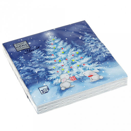 Салфетки бумажные "Bouquet Home Collection Classic" 33х33см, 3-х слойные, 20 штук в упаковке, 100% целлюлоза, "В новогоднюю ночь" (Россия)