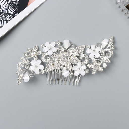 Гребень для волос «Саманта», цветочный, 14.5×6.5 см, серебро