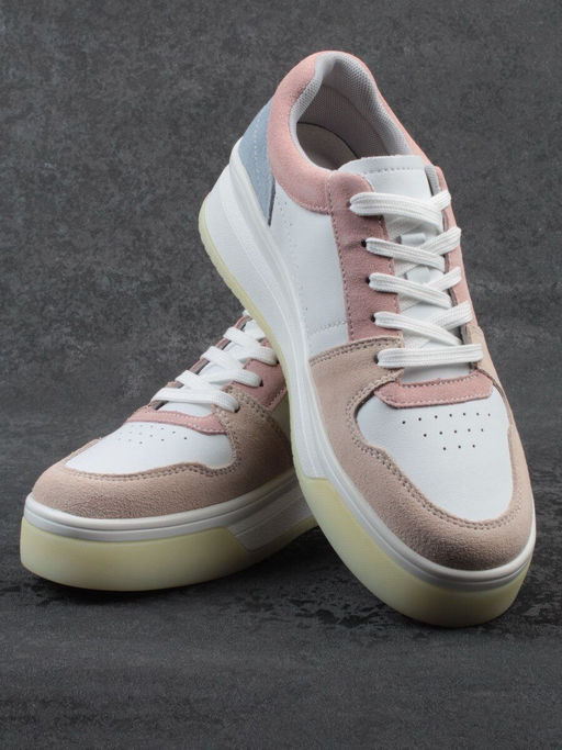 03-YG453-1 WHITE/PINK/BEIGE/LT. BLUE Кроссовки женские (натуральная кожа) - Фабричный китай фото 16