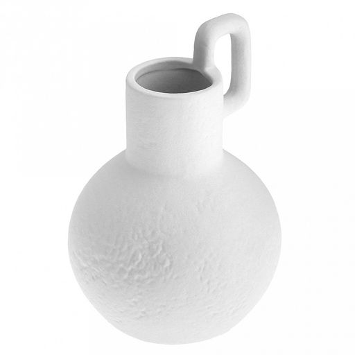 Ваза керамическая "Кувшин" 950мл, д13см h19,3см, горло - 4,5х4,2см, матовая, фактурная глазурь, цвет - белый, в коробке (Китай)