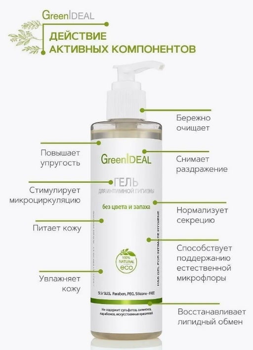 Гель для интимной гигиены без цвета и запаха (натуральный, бессульфатный) - Greenideal фото 2
