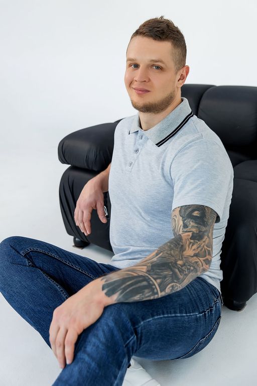 Спортивная футболка-поло Пике, 92% хлопок, 8% лайкра