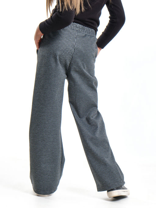 Брюки палаццо в клетку штаны для девочки детская одежда вещи 22-7859 черная клетка - Mini maxi фото 2